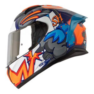 CASCO SHAFT SH582SP EVO GRIS AZUL MAGIC MICA TRANSPARENTE REPUESTO PLATEADA M CERRADO