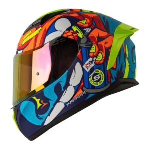 CASCO SHAFT SH582SP EVO AZUL MATE GRAFF MICA TRANSPARENTE REPUESTO ROJO XL CERRADO
