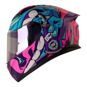 CASCO SHAFT SH582SP EVO FUCSIA GRAFF MICA TRANSPARENTE REPUESTO MORADO S CERRADO