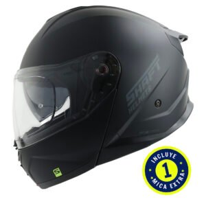CASCO SHAFT SH3540 DV NEGRO GRIS MATE MICA TRANSPARENTE REPUESTO AZUL L ABATIBLE SVS
