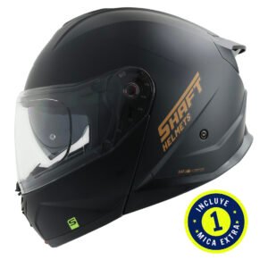 CASCO SHAFT SH3540 DV NEGRO ORO MATE MICA TRANSPARENTE REPUESTO DORADO L ABATIBLE SVS