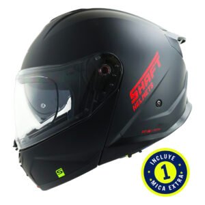 CASCO SHAFT SH3540 DV NEGRO ROJO MATE MICA TRANSPARENTE REPUESTO ROJO XXL ABATIBLE SVS