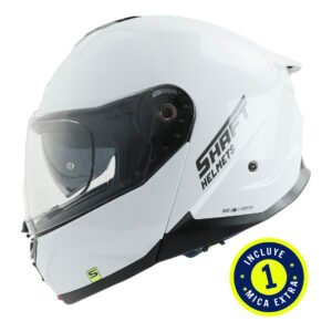 CASCO SHAFT SH3540 DV BLANCO MICA TRANSPARENTE REPUESTO AZUL L ABATIBLE SVS