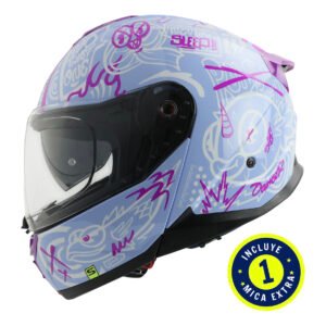 CASCO SHAFT SH3540 DV AZUL THE WORLD MICA TRANSPARENTE REPUESTO MORADO XL ABATIBLE SVS