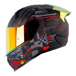 CASCO SHAFT SH560 GRIS MATE CIRCUIT MICA TRANSPARENTE REPUESTO ROJO XL CERRADO