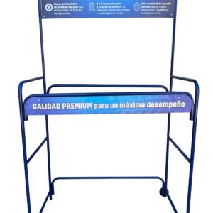 EXHIBIDOR METÁLICO DE LLANTAS AZUL MOTOCORE