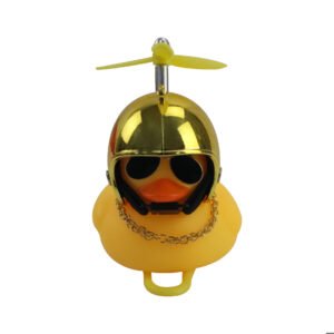 PATO DECORATIVO AMARILLO CON CASCO CROMADO AMARILLO