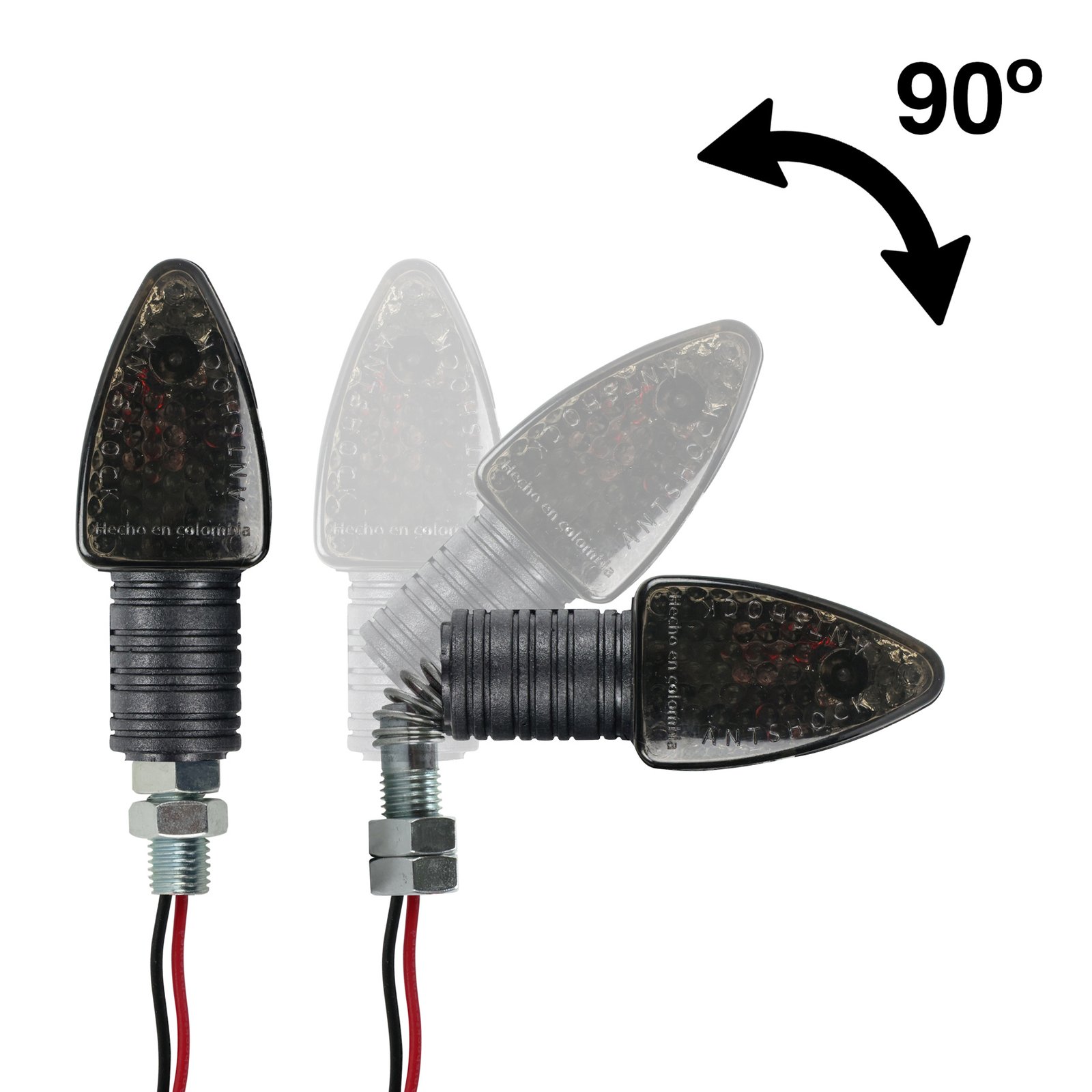 DIRECCIONAL UNIVERSAL SET CON RESORTE MINI HUMO 12 V MARCA RODA