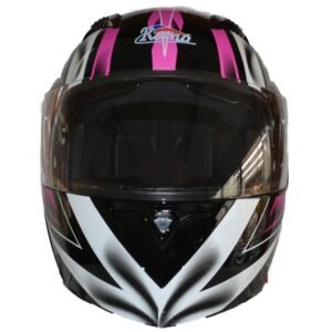 CASCO ABATIBLE TALLA L (DOT) – NEGRO CON ROSA