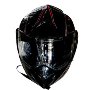 CASCO ABATIBLE - NEGRO CON VIVOS ROJOS