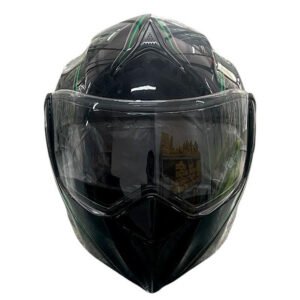 CASCO ABATIBLE - NEGRO CON VIVOS VERDES