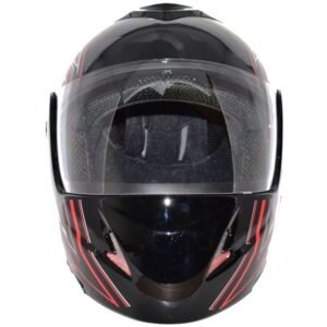 CASCO ABATIBLE TALLA L - NEGRO CON BANDERA A CUADROS