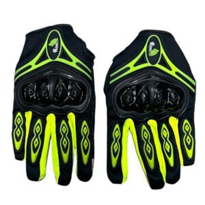 GUANTES - NEGROS CON VERDE Y PROTECTOR EN NUDILLOS WATT60