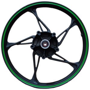 RIN DELANTERO (17) NEGRO CON FILO VERDE (DISCO) - PARA 150Z (2016-18)