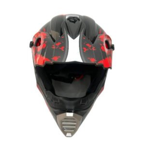 CASCO TIPO CROSS 126 (DOT) - NEGRO Y ROJO RACING BRILLANTE