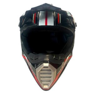 CASCO TIPO CROSS 126 (DOT) - NEGRO Y ROJO BRILLANTE