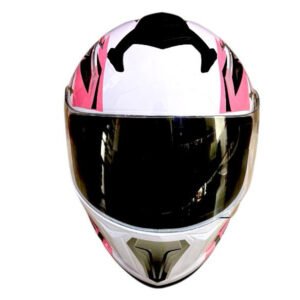 CASCO INTEGRAL OP 002 TALLA M (DOT) - BLANCO CON LINEAS ROSAS