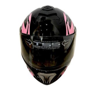 CASCO INTEGRAL OP 002 TALLA M (DOT) - NEGRO CON LINEAS ROSAS