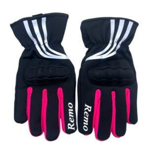 GUANTES MR - NEGRO CON ROSA (L)