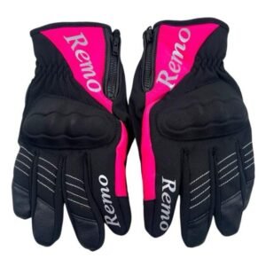 GUANTES CON CIERRE MR02 - NEGRO CON ROSA (L)