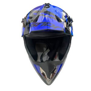 CASCO TIPO CROSS RX 127 TALLA M (DOT) - EN AZUL CON ROJO