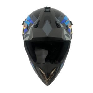 CASCO TIPO CROSS RX 127 TALLA L (DOT) - EN GRIS CON AZUL