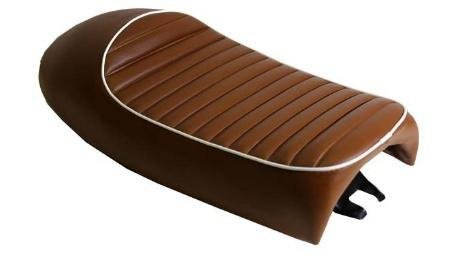 ASIENTO MOTO COMPLETO CAFE LIGERO BORDE BCO FT125