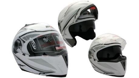 CASCO ABATIBLE RACING DOBLE MICA BLANCO PERLA (S)