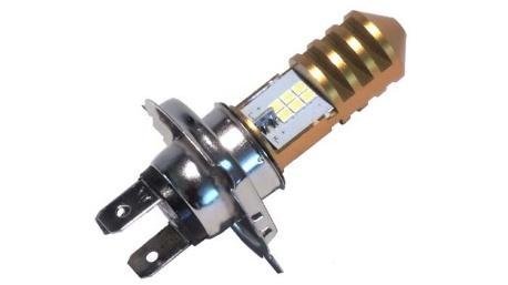 FOCO LED MOTO H4 CASCARA ORO LUZ BLANCO