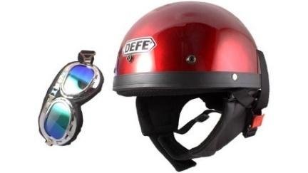 CASCO CHOPPER ROJO C/GOOGLES M-L DOT