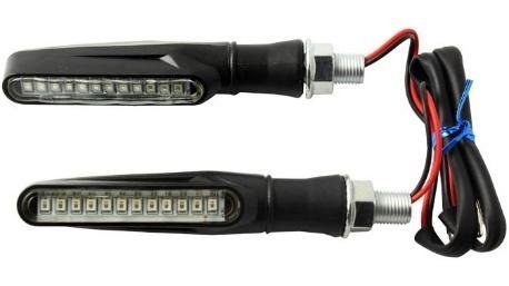 DIRECCIONAL NEGRO MATE 12V 12LED RUNNING AZUL