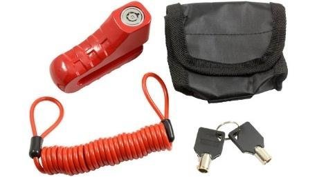 CANDADO SEGURIDAD MOTO P/DISCO FRENO ROJO