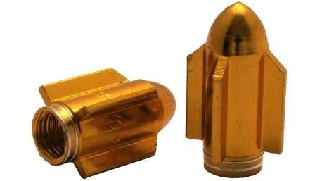 TAPON VALVULA AIRE ALUMINIO COHETE DORADO JGO/2PZ