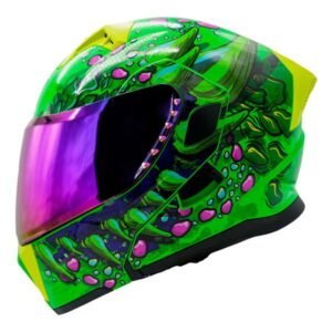 Casco Abatible Drago Neon Green Certificado Dot para TALLA 2XL