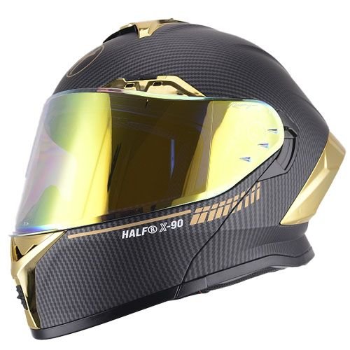 Casco Abatible Golden Boy Certificado " Dot" para NEGRO MATE REVO VISOR DORADO LENTE HUMO TALLA L