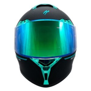 Casco Abatible Aqua Certificado Dot para NEGRO MATE REVO VISOR VERDE LENTE HUMO TALLA L
