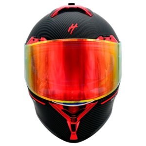 Casco Abatible Red Certificado Dot para NEGRO MATE REVO VISOR ROJO LENTE HUMO RED TALLA L