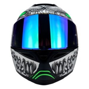 Casco Abatible con Luz LED Alien Bot Green Certificado ECE-22.06 para MATE GRIS
