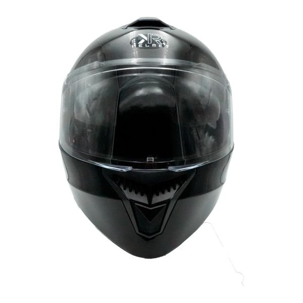 Casco Abatible Kr® Sin Certificación para NEGRO BRILLANTE VISOR TRANSPARENTE LENTE HUMO TALLA M