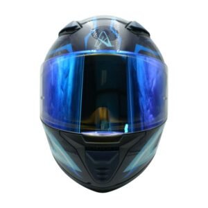 Casco para Motociclista Cerrado A-helmet Certificado Dot Brillante Visor Revo Azul