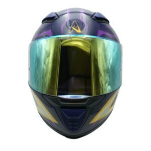 Casco para Motociclista Cerrado A-helmet Certificado Dot Brillante Visor Revo Amarillo