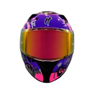 Casco para Motociclista Cerrado Half Certificado ECE-22.06 Brillante Visor Revo Morado Lente Humo