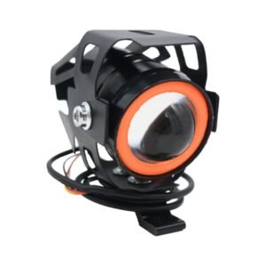 Faro Auxiliar Mini Negro LED Blanco / Contorno Rojo 12V Soporte Aluminio para UNIVERSAL